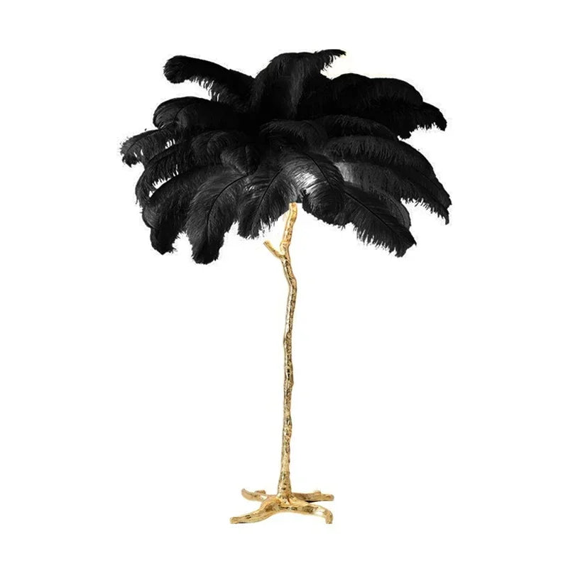 Gulvlampe til stuen – Elegant design med guldfod til et raffineret interiør 